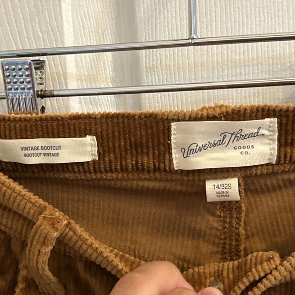 NWT Universal Thread Women 14 Short Corduroy Pants Brown High Rise Bootcut - Picture 7 of 16